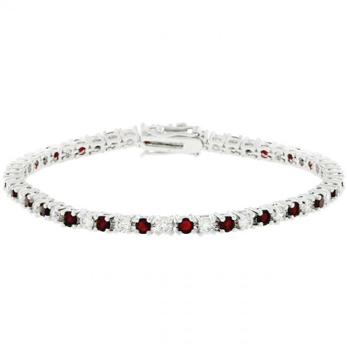 Ruby Red Cz Tennis Bracelet