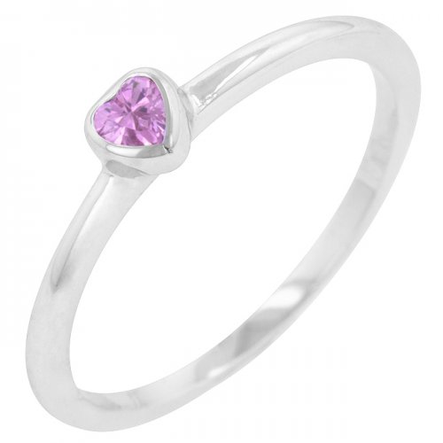 Mini Pink Heart Solitaire Ring (size: 05)