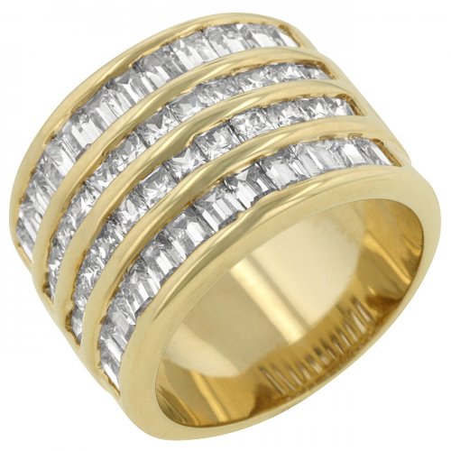 4 Row Gold Cubic Zirconia Cocktail Ring (size: 05)