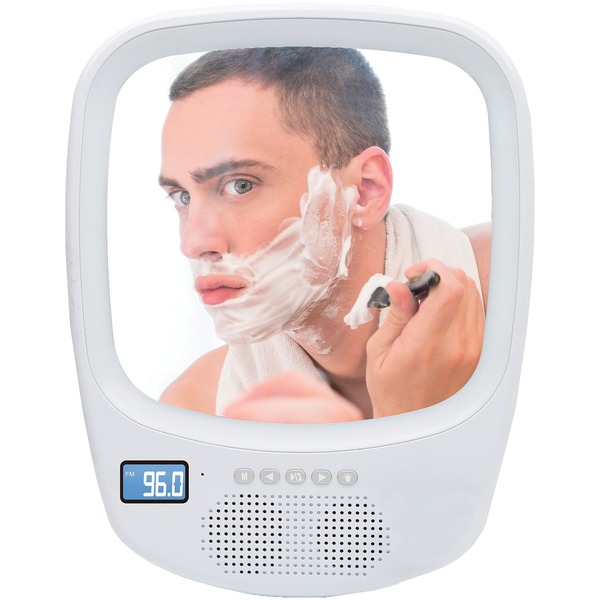 Qfx Fogless Light-up Mirror And Bluetooth Splashproof Speaker Wi