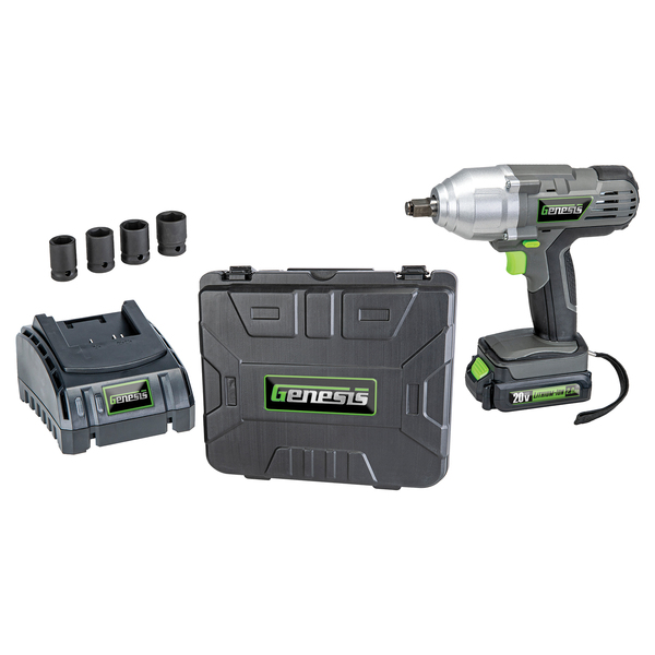 Genesis 20-volt Li-ion Cordless Impact Wrench Kit With Charger&#
