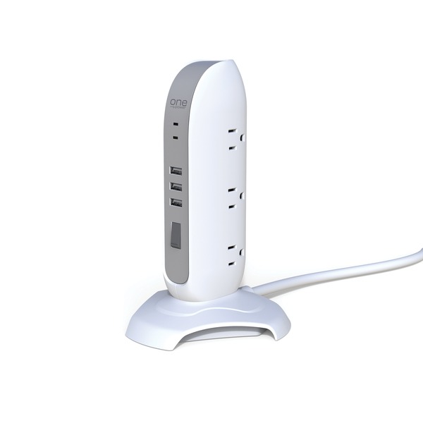 One Power 5-outlet Surge Protection Power Tower With 3 Usb Ports