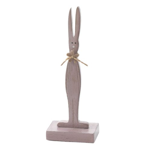 Wooden Rabbit With Flower Tie