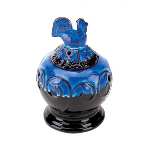 Rooster Blue Glazed Ceramic Oil Warmer