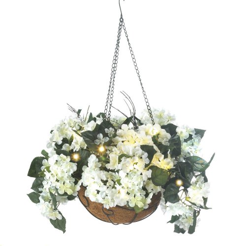 White Hydrangea Hanging Basket