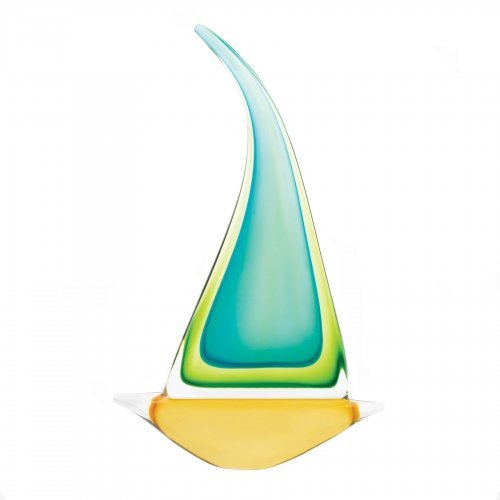 Green Sailboat Art Glass