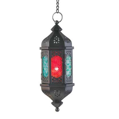 Multi-hued Hanging Candle Lantern
