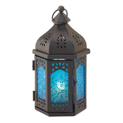 Small Blue Moroccan Candle Lantern
