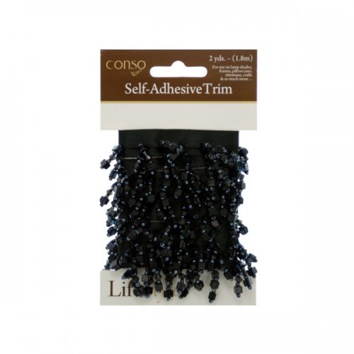 Conso 2 Yard Self Adhesive Black Trim With Black Beads