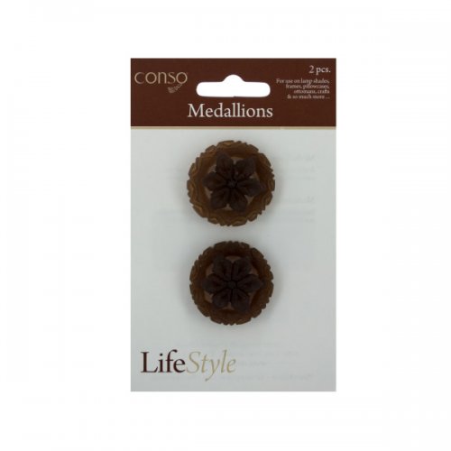 Conso 2 Piece Poly Resin 6 Petal Medallion Accents