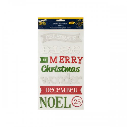 Christmas Words Chipboard Stickers With Debossed Accents