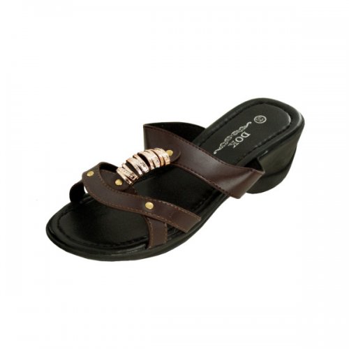 Brown Strappy Wedge Sandals With Gold Accents
