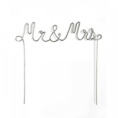 Silver Mr. &amp; Mrs. Cake Topper