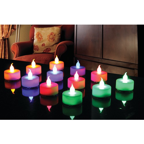 Northpoint 12-piece Multicolored Led Tealight Set With 3 Batteri