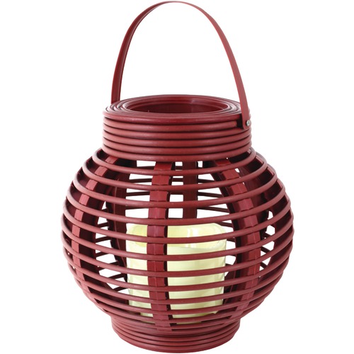 North Point Rattan Basket Led Candle (red)