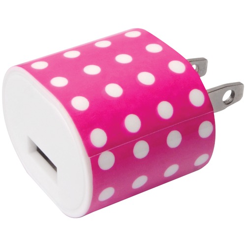 Iessentials 1-amp Usb Wall Charger (pink Polka Dot)