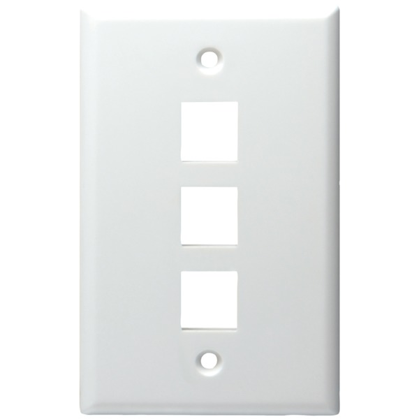 Datacomm Electronics 3-port Standard Size Keystone Wall Plate (w
