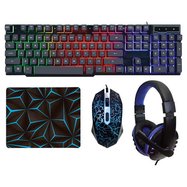 Naxa 4-in-1 Professional Gaming Combo With Keyboard, Mouse&#