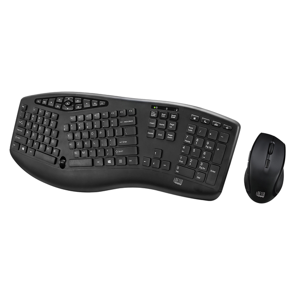 Adesso Truform 104-key Wireless Ergonomic Keyboard And Optical M