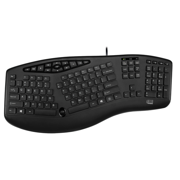 Adesso 104-key Wired Truform Ergonomic Desktop Keyboard